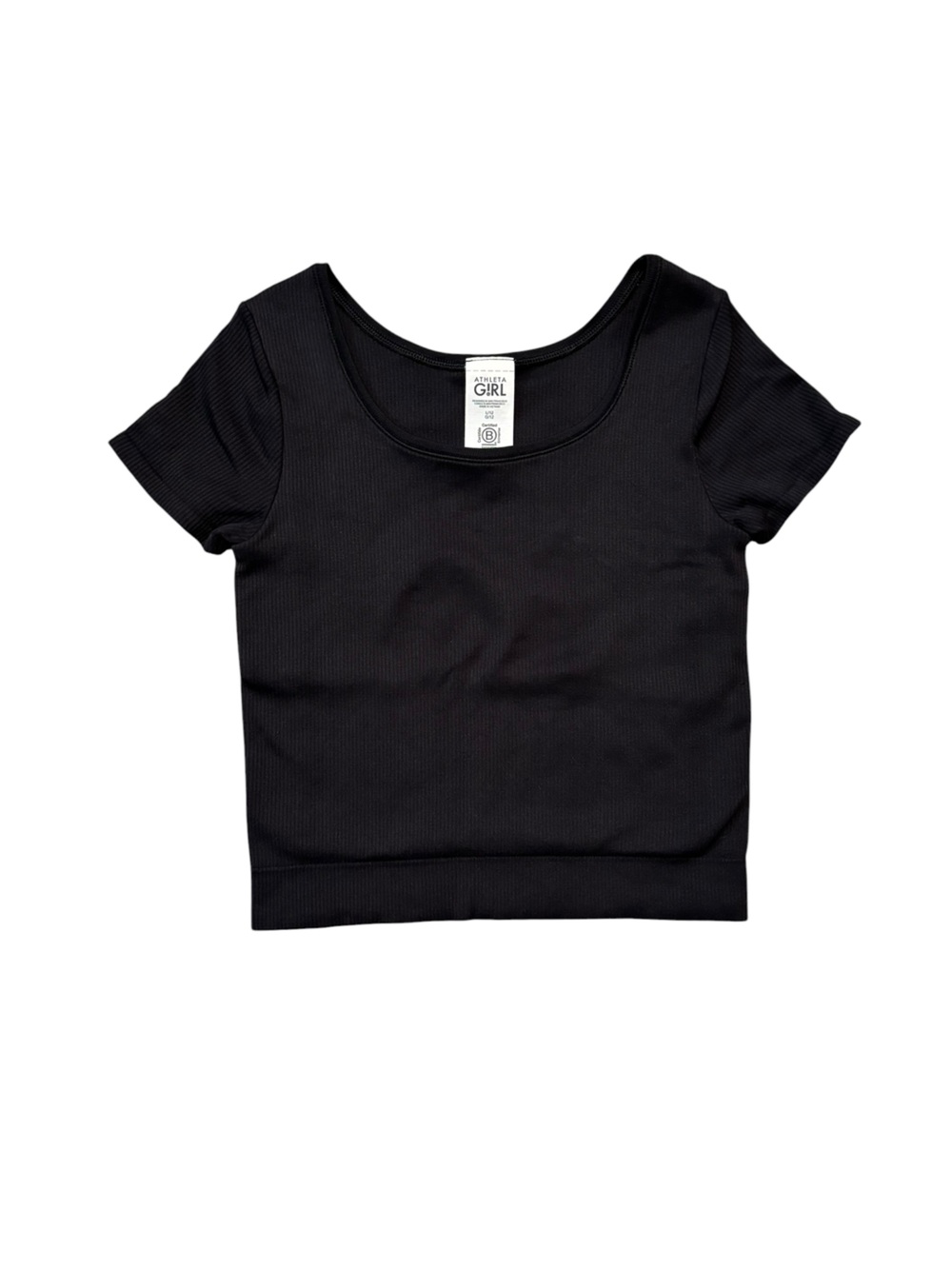 Athleta Girl Rise Above Rib Scoop Teen cropped stretch black size L/12